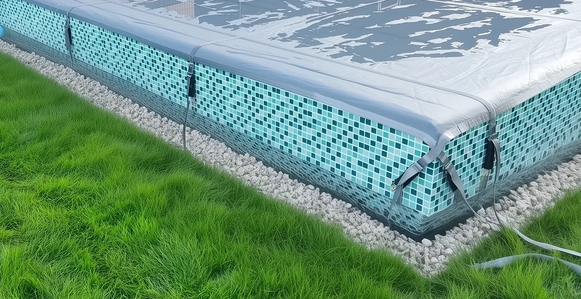 Покрывало для бассейна под снегом — защита зимой в Миассе